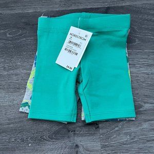 NWT Nordstrom Open Edit Printed Short 2 Pack Hair Toss Pattern Teal Grey 3M